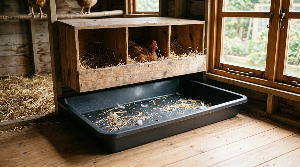 clean coop poop boards trays