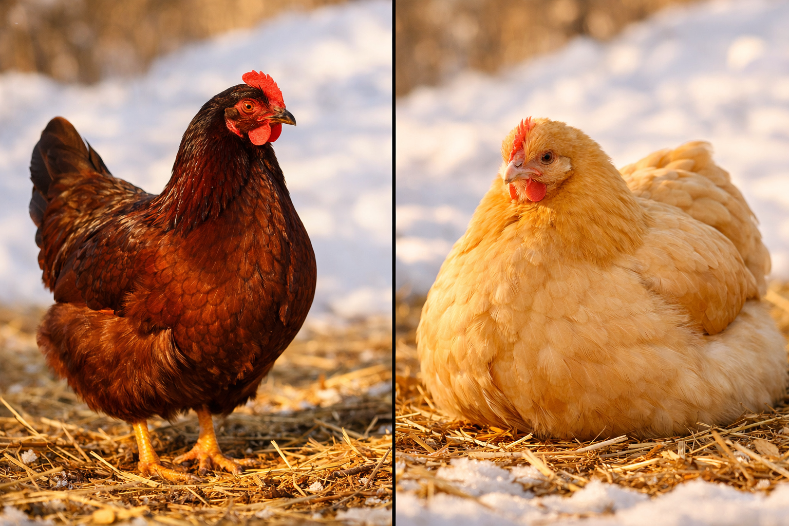 Rhode Island Red vs Orpington for Cold Weather